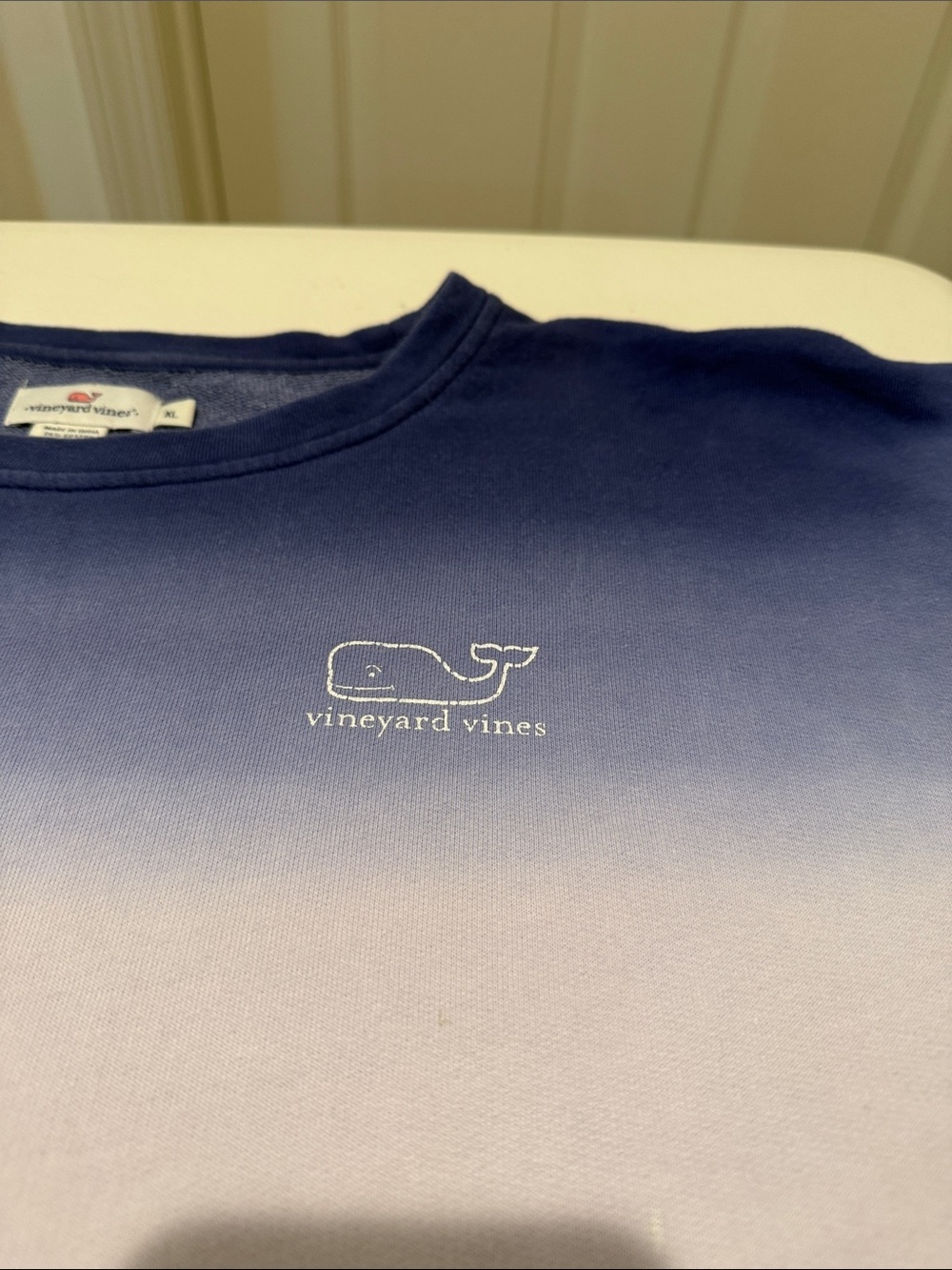 Vineyard Vines Navy Light Blue Ombre Crewneck Sweatshirt Beach Sporty Casual XL - Picture 7 of 11